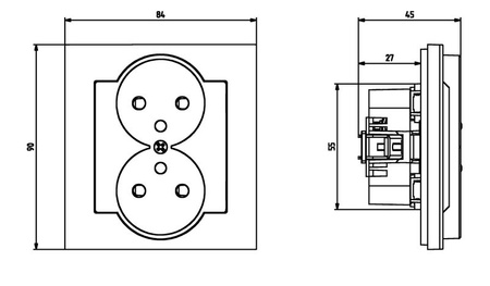 Ospel Sonata Kaszmir Gniazdo podwójne kompletne z ramką GP-2R/82
