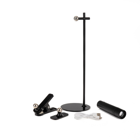 Lampka Biurkowa V-TAC 4w1 37cm Kinkiet Klips Latarka 3W LED Czarna 