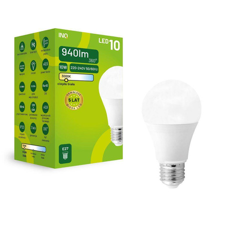 LED A60 E27 10W BULB  940lm 3000K INQ