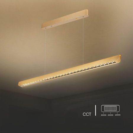 Oprawa V-TAC LED Linear SAMSUNG CHIP LIFUD Driver 36W 60st CCT Zwieszana 120cm Złoty MAT VT-7-36 3000K-4000K-6400K 2880lm 5 Lat Gwarancji