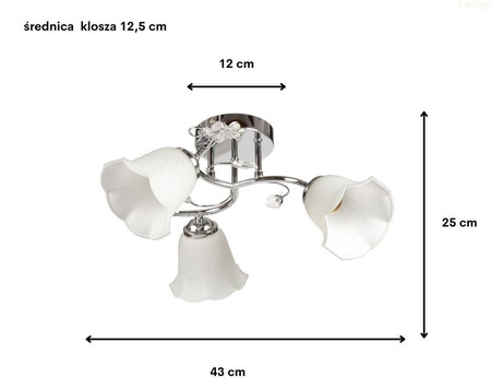 Lampa sufitowa potrójna plafon z kryształkami 3xE27