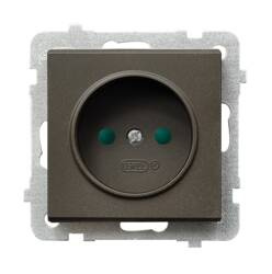 Gniazdo pojedyncze z przesłonami torów prądowych Ospel Sonata Czekoladowy Metalik