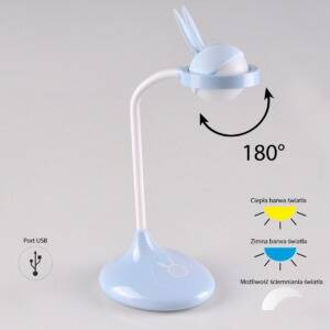 Lampa biurkowa Led RABBIT Niebieska, wbudowany akumulator, USB