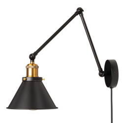 Kinkiet regulowany z kablem klosz stożek NEW Antic Brass