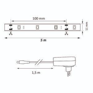 Zestaw: Taśma LED MAGIC RGB 5m, 12V, IP65, pilot, kontroler, zasilacz