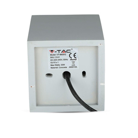 Oprawa V-TAC GIPS BETON GU10 Natynkowy Kwadrat Szary/Złoto VT-860-MRM 5 Lat Gwarancji