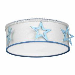 Dziecięca lampa sufitowa STAR 2xE27 biała niebieska