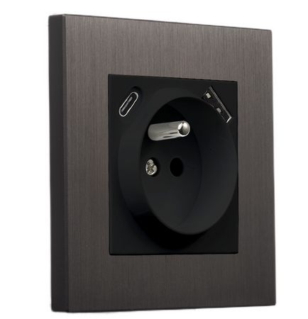 Gniazdo podtynkowe USB + C  TOGGLICA kwadrat dla 4U, WAVE, DEUCE, BRĄZ SZCZOTKOWANY