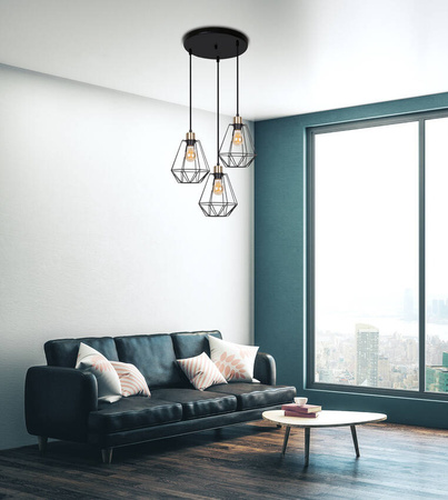 Lampa wisząca talerz czarna/patyna druciana Primo 33-00323