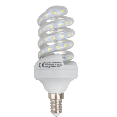 Mocna Żarówka LED 9W E14 ciepła Spirala