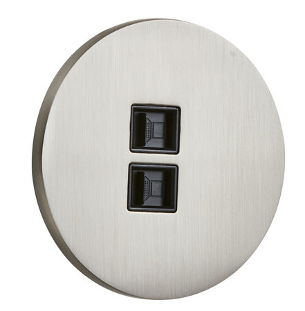 Gniazdo 2xRj45 podtynkowe okrągłe metalowe TOGGLICA ROUND nikiel szczotkowany