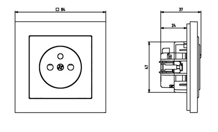 Ospel Sonata Kaszmir Gniazdo pojedyncze z uziemieniem z przesłonami torów prądowych, z ładowarką USB GP-1RZPUSB/m/82