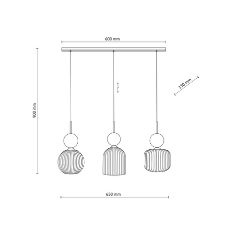SOPHIA GREEN COGNAC LAMPA WISZĄCA 3XE14