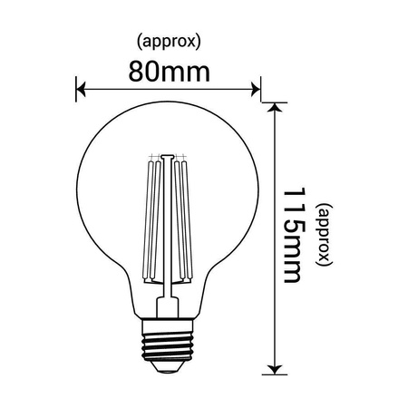 Żarówka Filament LED G80 E27 6,5W amber  ciepła 2700K
