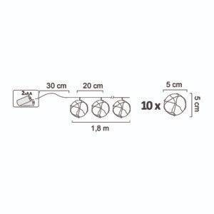 Girlanda dekoracyjna Led AHNE 10 na baterie 2xAA 