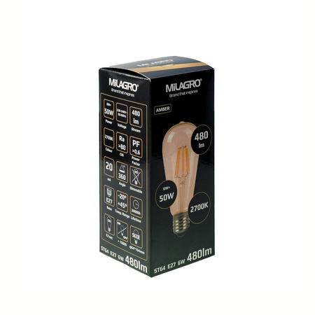 ŻARÓWKA FILAMENTOWA 6W ST64 E27