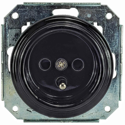 Gniazdo ceramiczne podtynkowe z uziemieniem  czarne retro