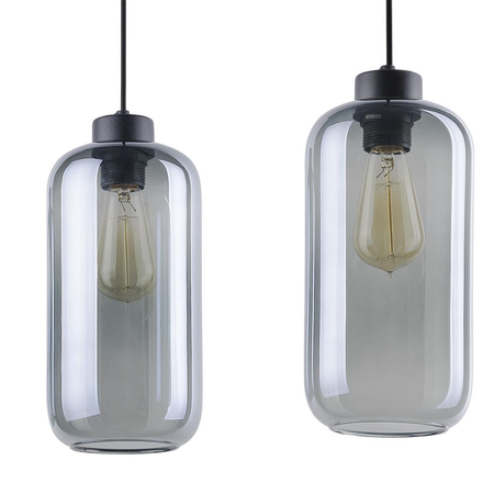 Lampa wisząca Szklana  3 x E27 listwa grafit lustrzany