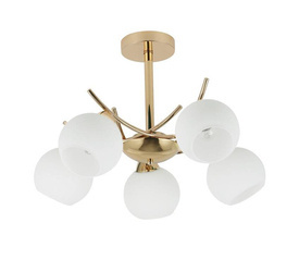 AMOS Lampa wiszaca złoty 5x40W E27 klosz biały