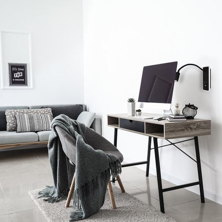 Lampka nocna Kinkiet LED Z USB BASE 8W+2W Black czarny