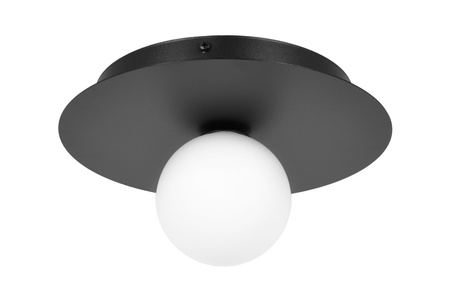 Czarna lampa sufitowa z białym kloszem fi10 cm K-5438 z serii ROBIN