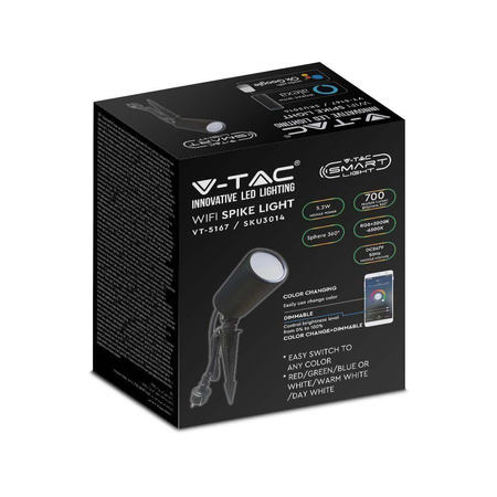 Oprawa Gruntowa Ogrodowa Wbijana LED SMART WiFI V-TAC 7W Amazon Alexa Google Home VT-5167 RGB+3000K-6500K 520lm