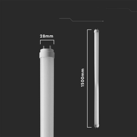 Tuba Świetlówka LED T8 Szklana V-TAC 150cm 20W z starterem VT-1575 3000K 2100lm 3 Lata Gwarancji
