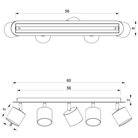 Lampa sufitowa DIXIE BLACK 5xGX53 czarna