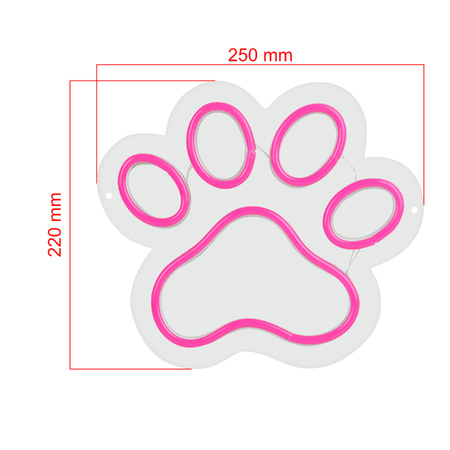 Dekoracja świetlna Neon LED łapa 25 x 22 cm