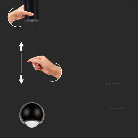 Oprawa Zwieszana V-TAC LED 6W regulowana 200cm Czarna VT-7508 3000K 500lm