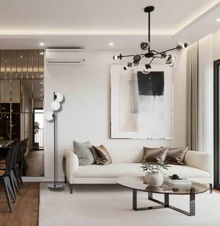 Lampa stojąca podłogowa black białe kule  3xE27 MILANO