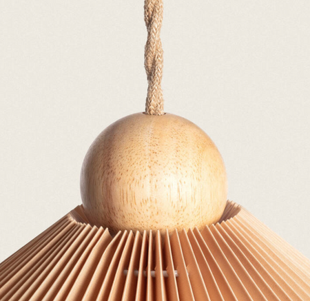 Lampa Wisząca Drewno i Materiał Luanda pomarańczowa 47cm