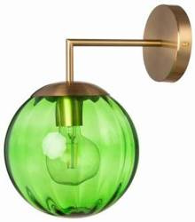Kinkiet metalowy złoty Pandora szklana kula zielona E27