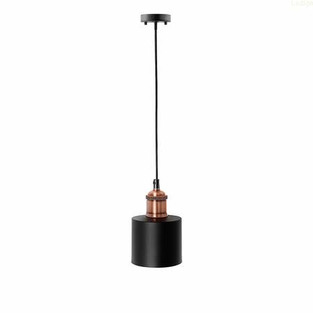 Klosz metalowy czarny kubełek loft E27