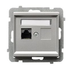 Gniazdo komputerowe pojedyncze, kat. 5e MMC Ospel Sonata Srebrny Mat