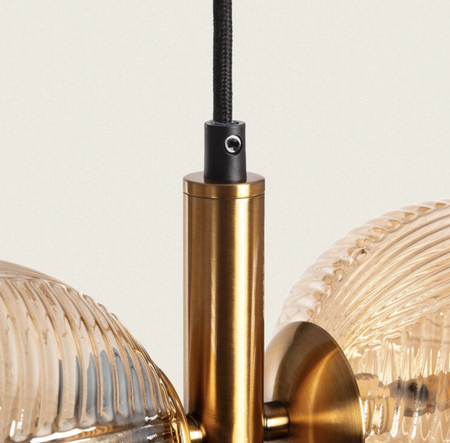 Lampa Wisząca z Metalu i Szkła bursztynowa  4xG9 Dayla