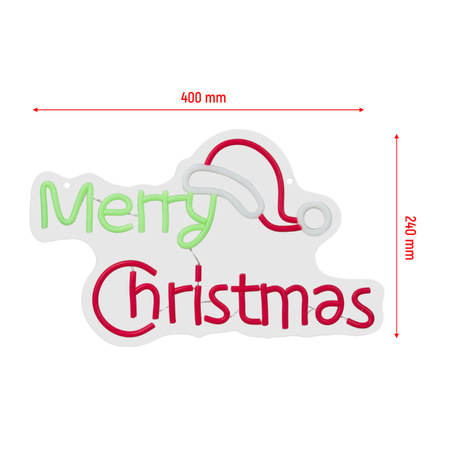 Dekoracja świetlna na święta Neon LED Merry Christmas 40 x 24cm 