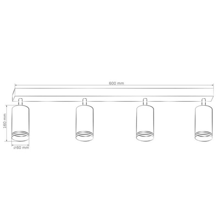 Lampa ścienno-sufitowa PARIS 4 GU10 Czarna