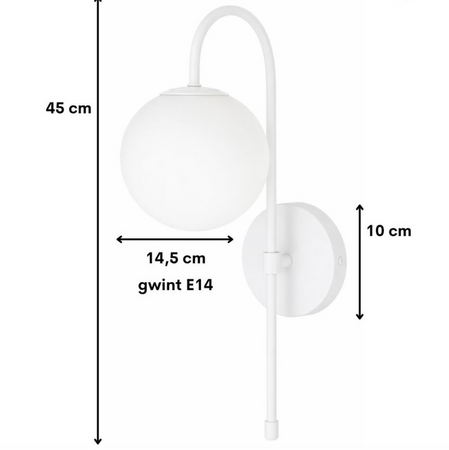 Kinkiet biały Milano Grace mleczna kula E14