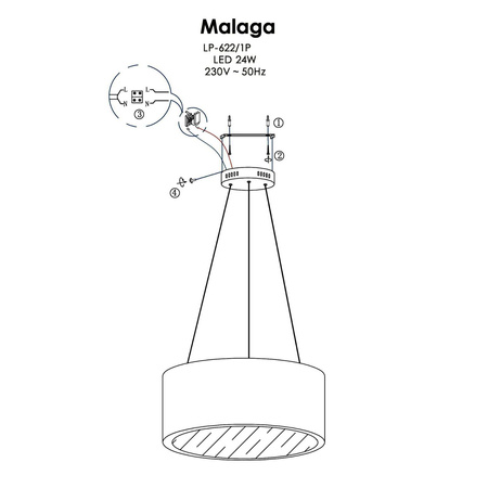 Malaga lampa wisząca szara LP-622/1P GREY
