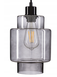 Szklana lampa wisząca grafitowa E27 nowoczesna