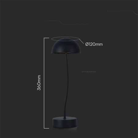 Lampka Biurkowa Nocna V-TAC 3W LED Ładowanie Ściemnianie Czarna 