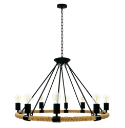 Lampa wisząca ze sznura konopnego 8xE27