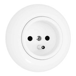 Gniazdo  podtynkowe z uziemieniem białe z ramką Retro
