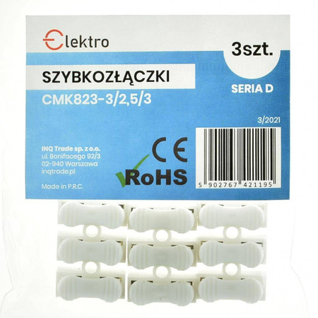 Szybkozłączka CN-D 3x 2,5 CMK823 zacisk sprężynowy (opk 3szt)