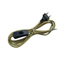 Przewód w oplocie 2,5m z włącznikiem czarno-żółty