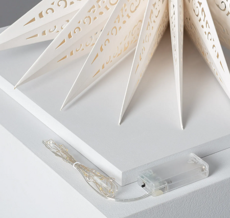 Świąteczna gwiazda tekturowa 60cm biała na baterie