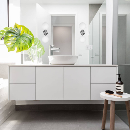 Kinkiet Milano silver podwójny mleczne kule 2xE14