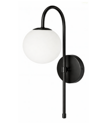 Kinkiet czarny Milano Grace mleczna kula E14