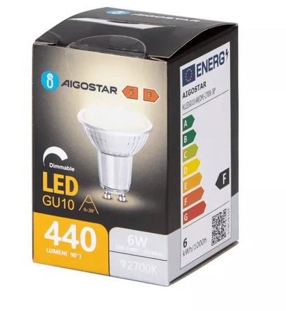 Żarówka LED GU10 6W 2700K ściemnialna z wąskim kątem świecenia